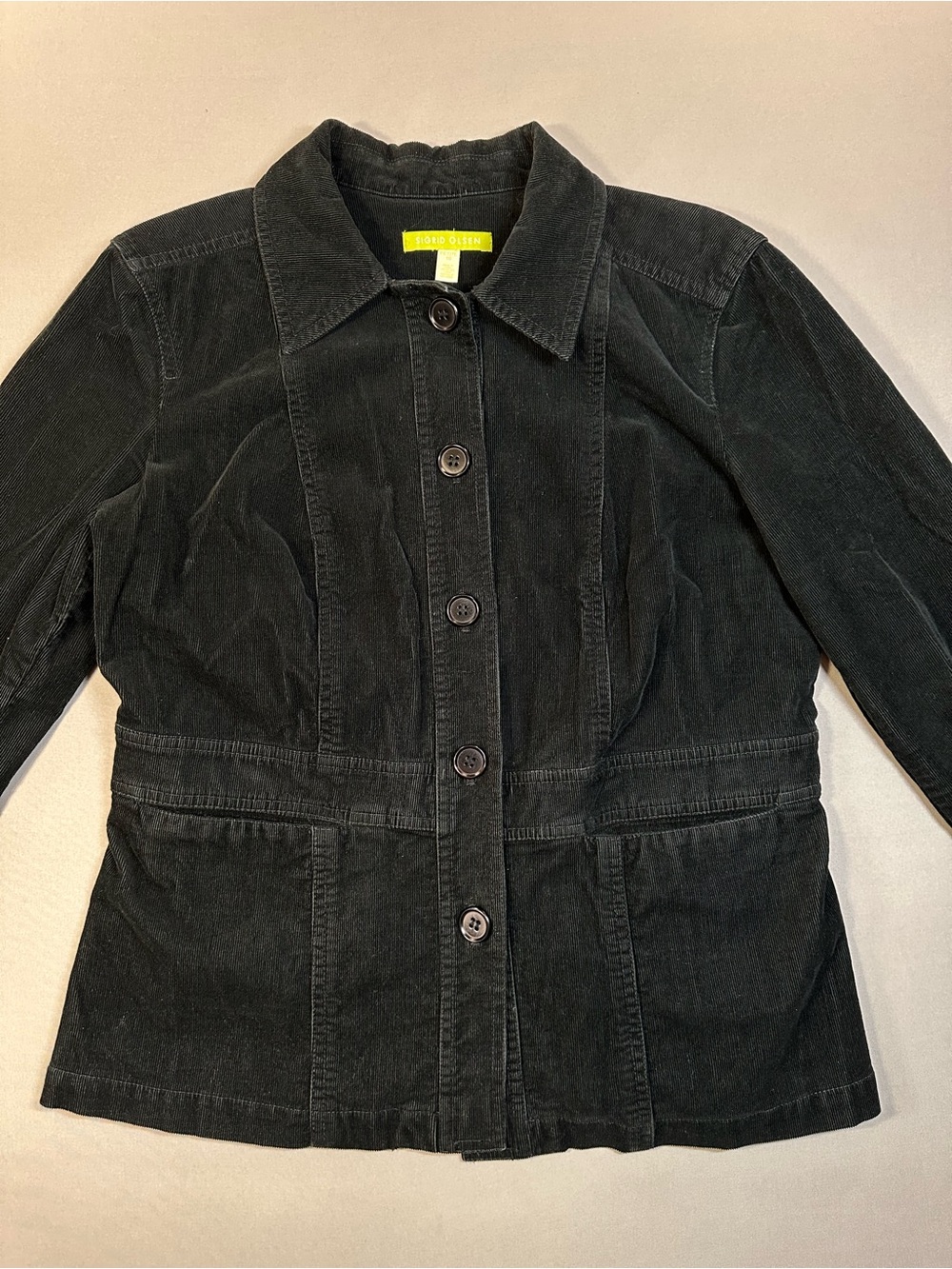 Sigrid Olsen Corduroy Button-Down Blazer Jacket, Black - Womens Petite 10
